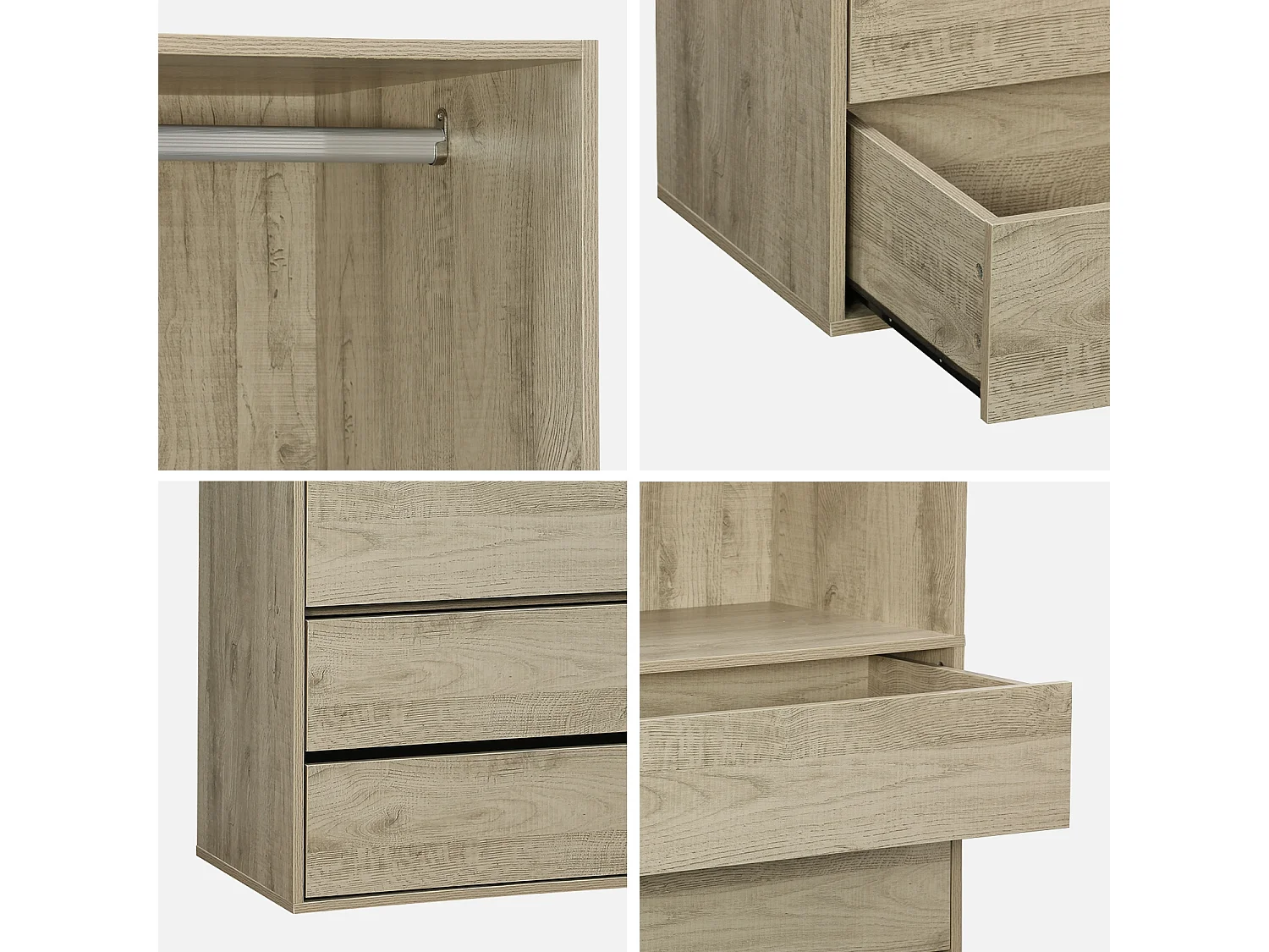 Modulo guardaroba con 4 cassetti e 1 spazio appendiabiti, marrone