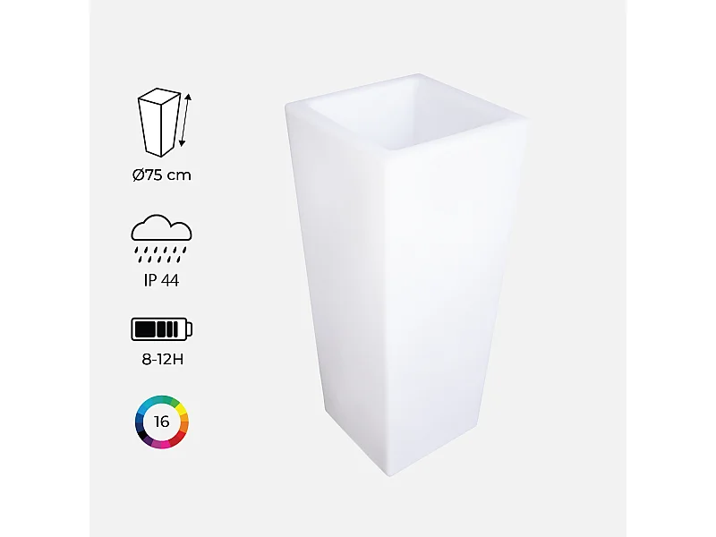 Vaso luminoso led colore bianco con batteria ricaricabile, multicolor