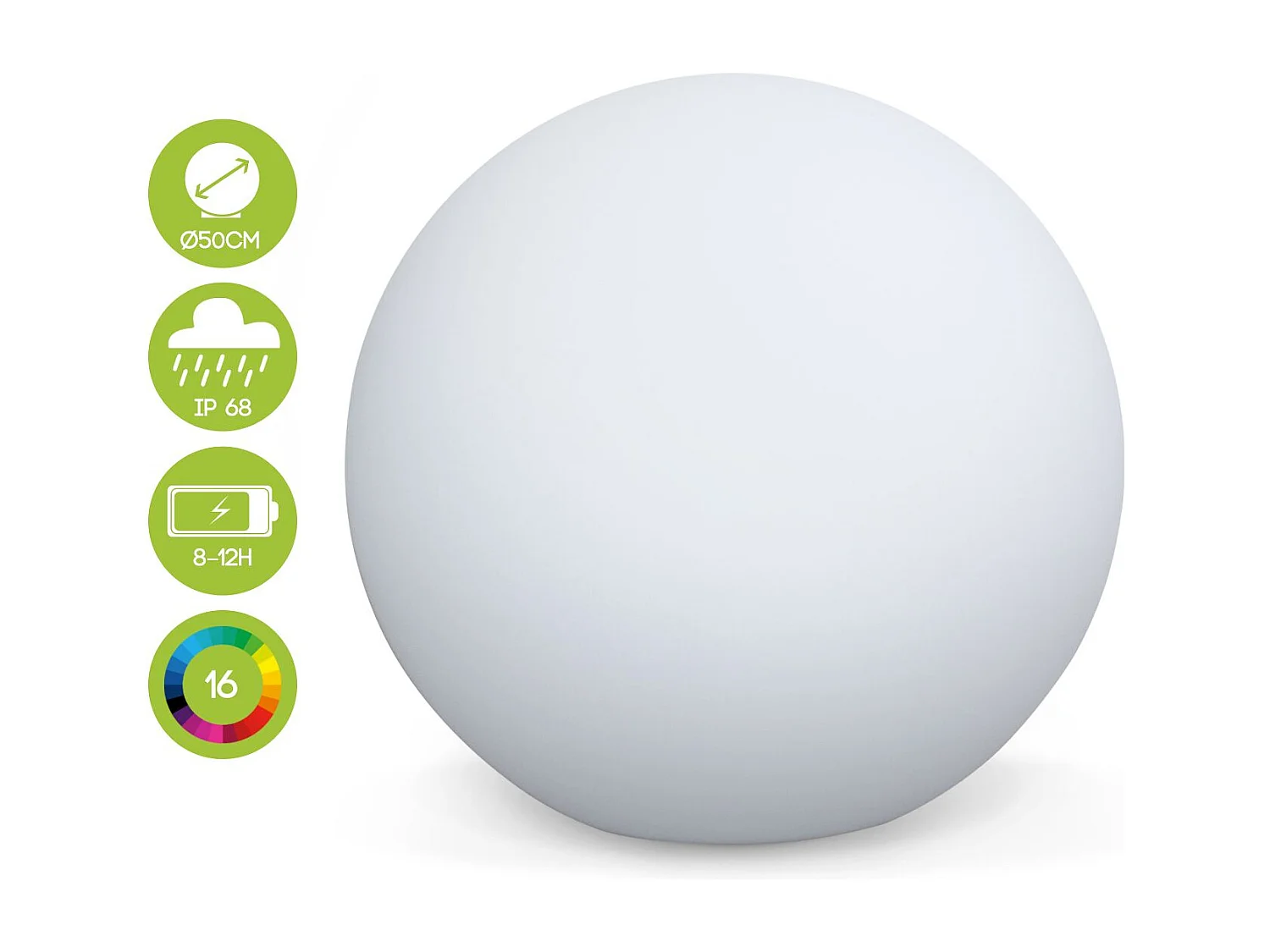 Boule LED 50cm - Sphère décorative lumineuse. 16 couleurs. Ø 50 cm