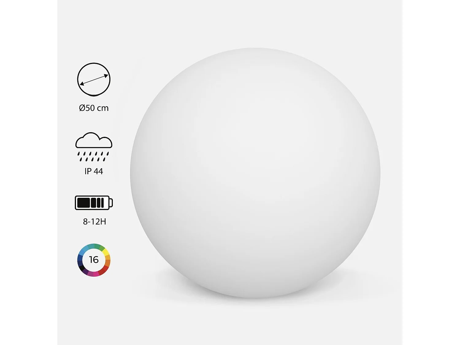 Boule LED 50cm - Sphère décorative lumineuse. 16 couleurs. Ø 50 cm