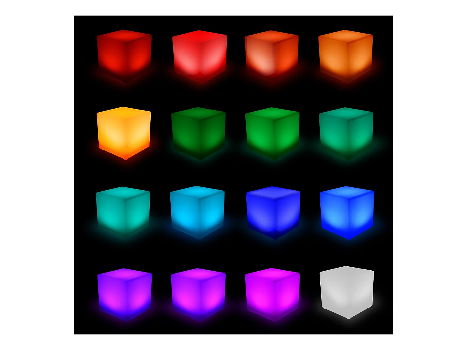 Lampada a cubo led colore bianco con batteria ricaricabile, multicolor