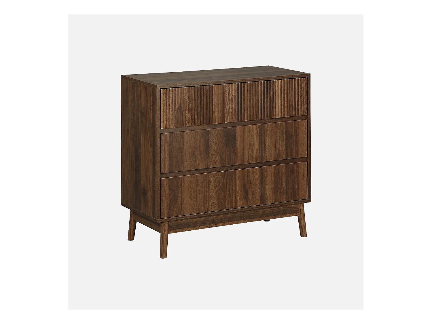 Commode de rangement décor bois de noyer. 3 tiroirs