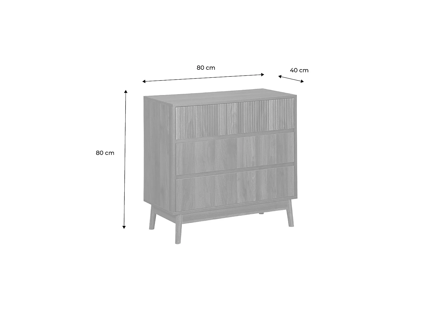 Commode de rangement décor bois de noyer. 3 tiroirs