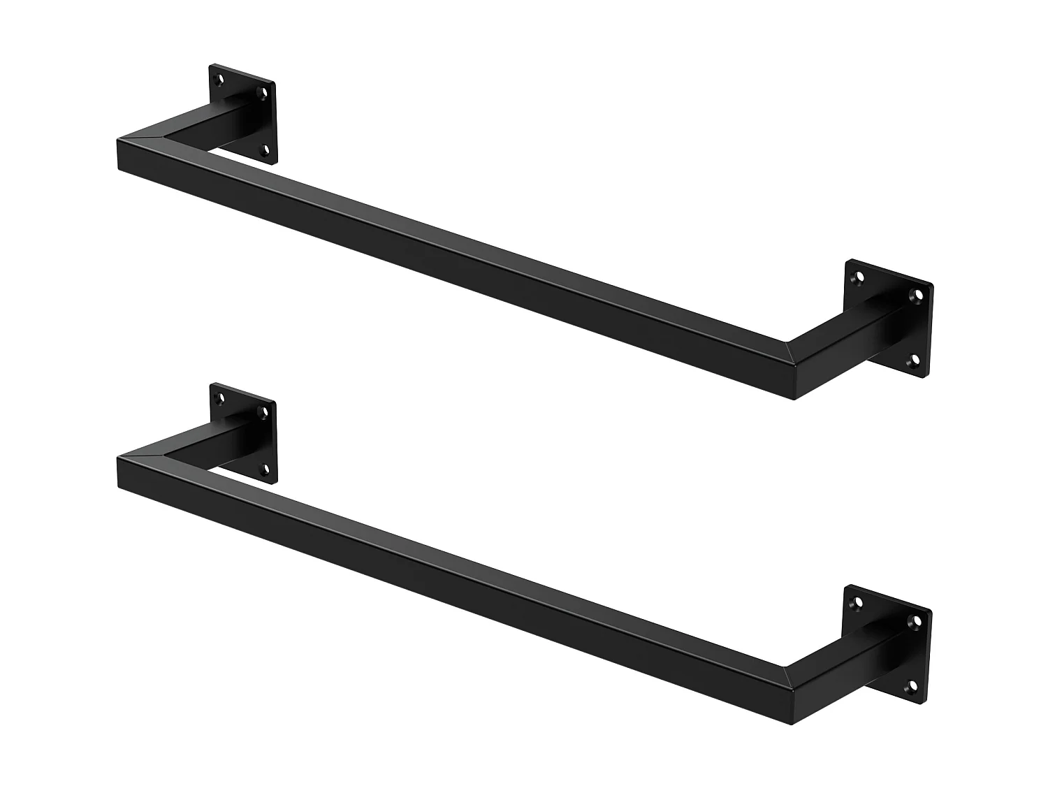 2x Tringle à vêtements tringle de support noir montage mural porte-manteau 60 cm