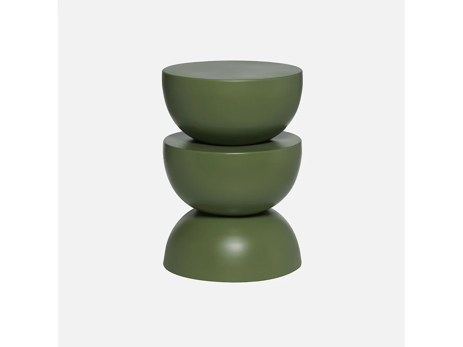 Table d'appoint. bout de canapé. table de chevet en métal. vert kaki. Coumba. Ø32 x H 46.5cm