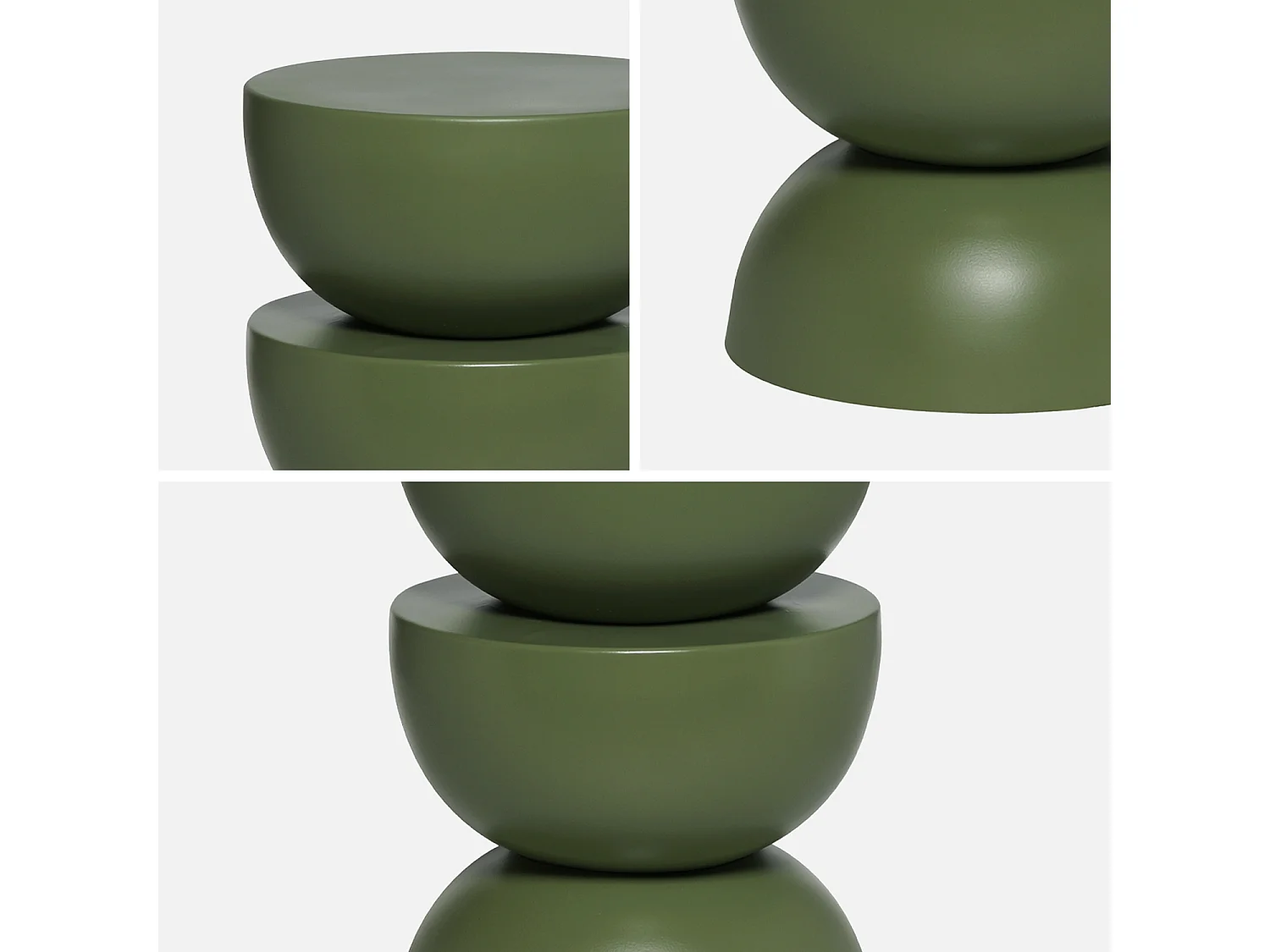 Table d'appoint. bout de canapé. table de chevet en métal. vert kaki. Coumba. Ø32 x H 46.5cm