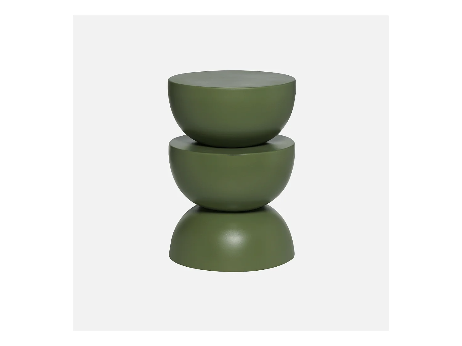 Table d'appoint. bout de canapé. table de chevet en métal. vert kaki. Coumba. Ø32 x H 46.5cm