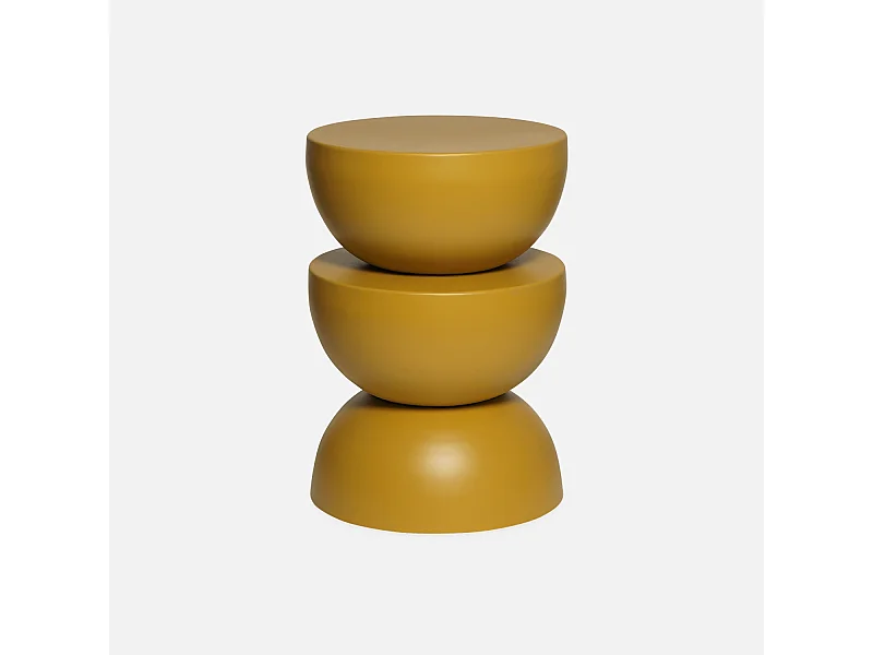 Table d'appoint. bout de canapé. table de chevet en métal. moutarde. Coumba. Ø32 x H 46.5cm