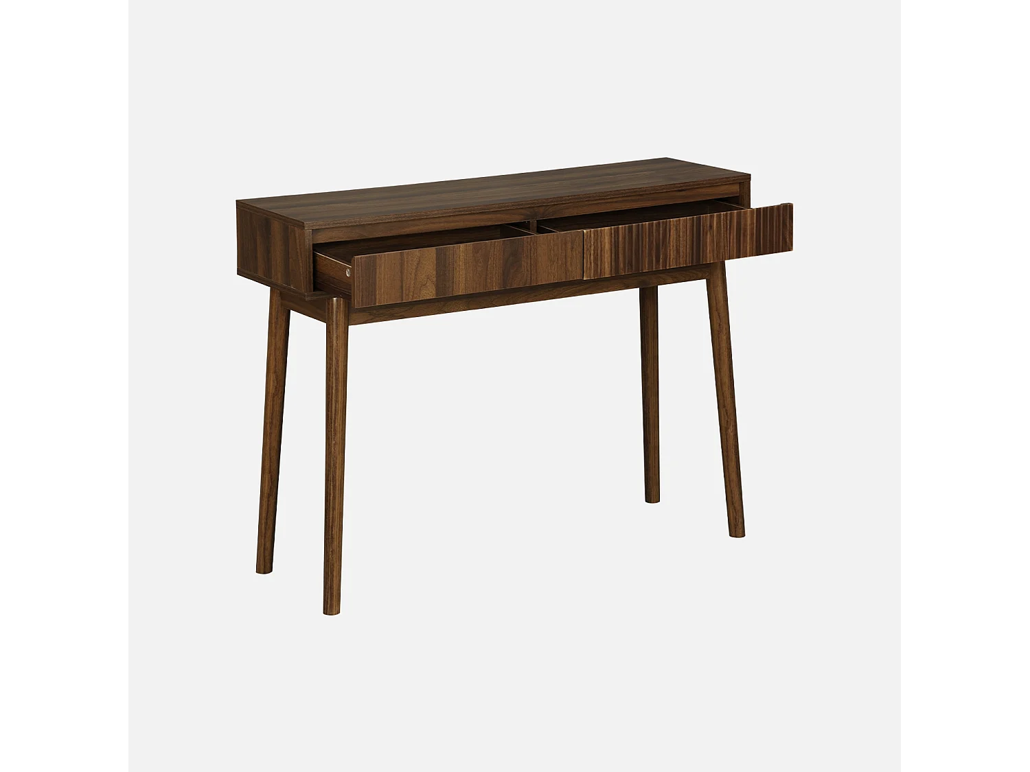 Consola con efecto madera de 2 cajones, 100cm madera oscura
