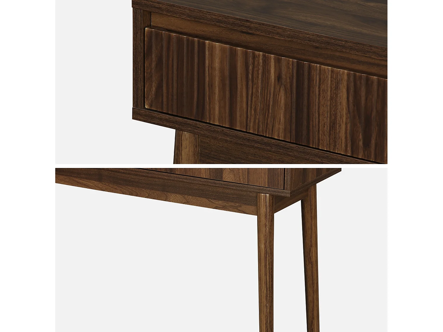 Consola con efecto madera de 2 cajones, 100cm madera oscura