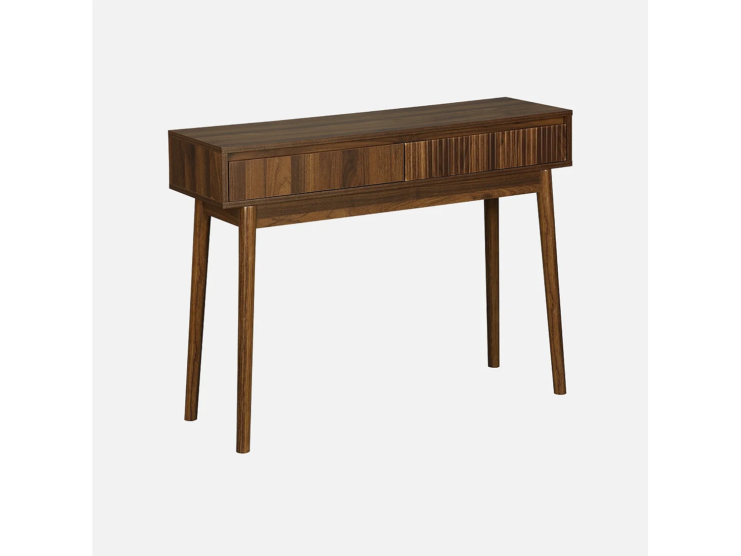 Consola con efecto madera de 2 cajones, 100cm madera oscura