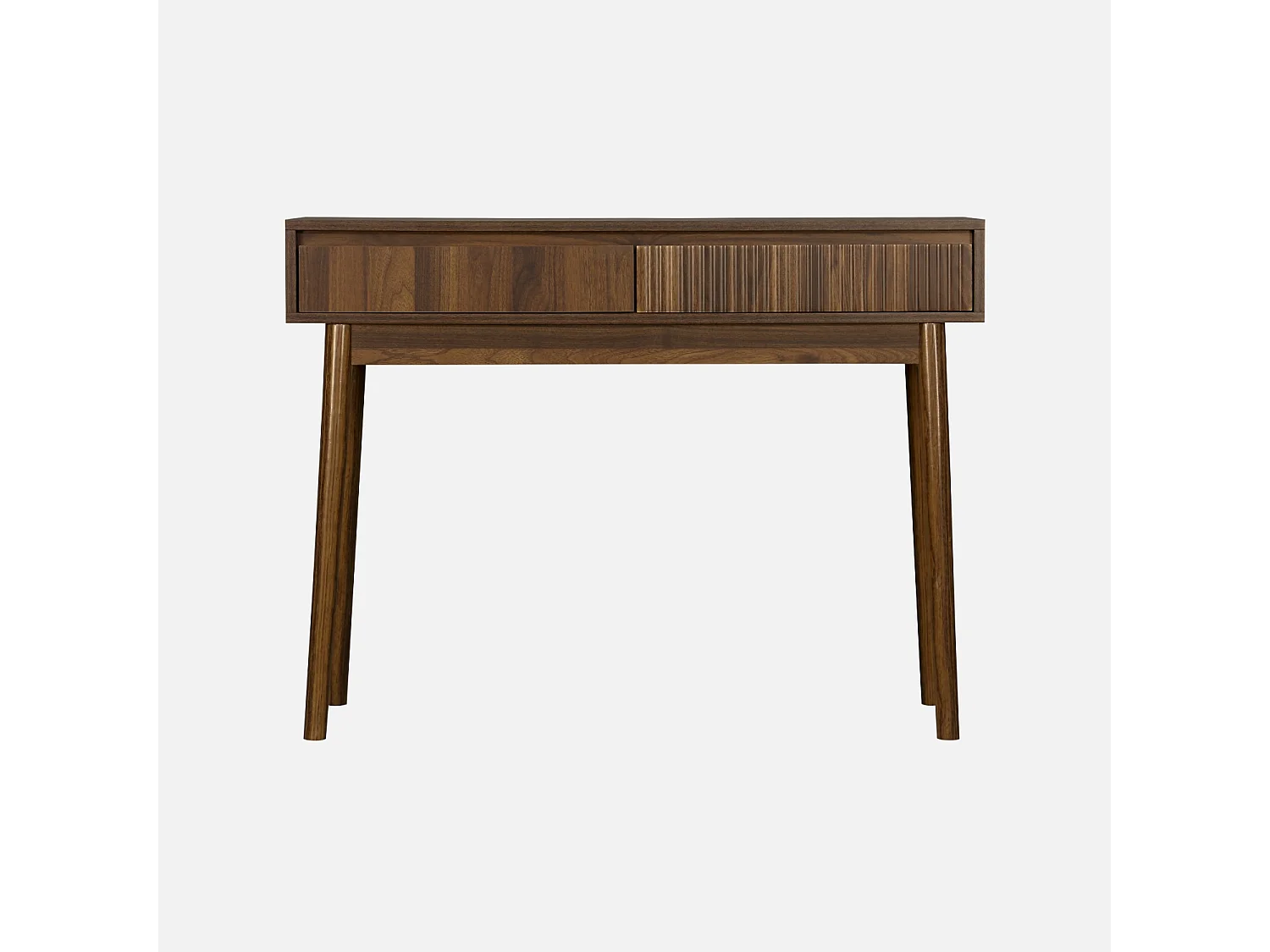 Consola con efecto madera de 2 cajones, 100cm madera oscura