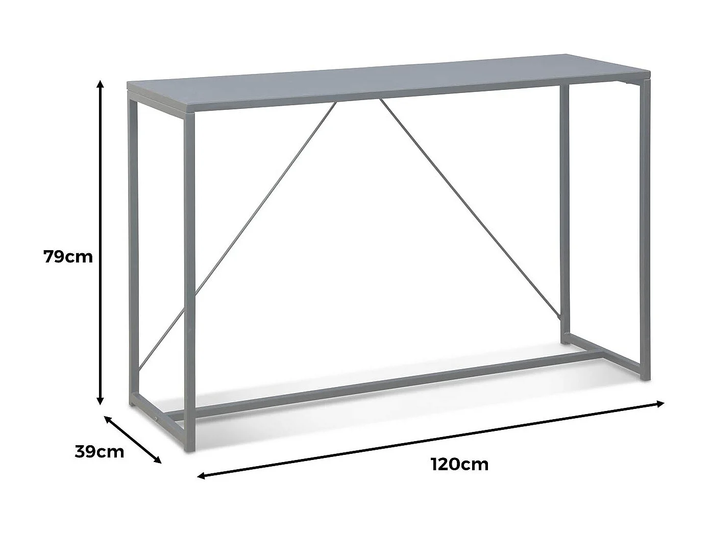 Consola de metal, 120cm negro
