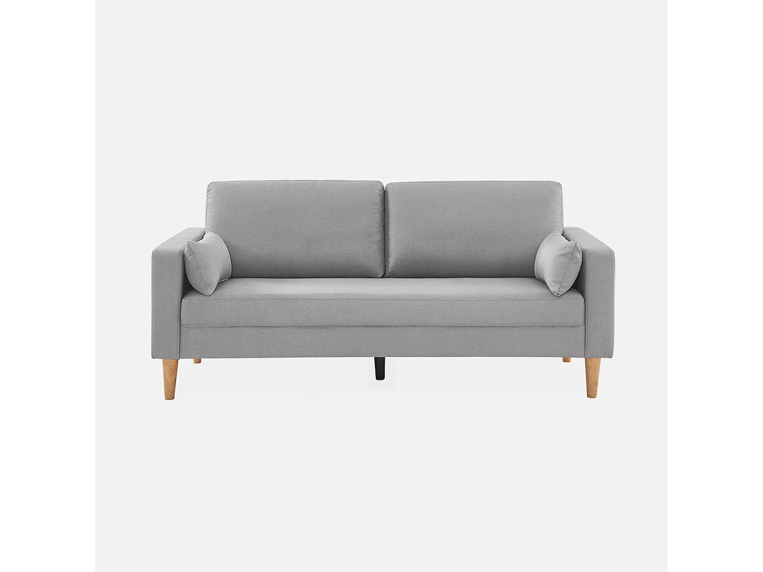 Canapé en tissu gris clair - Bjorn - Canapé 3 places fixe droit pieds bois. style scandinave