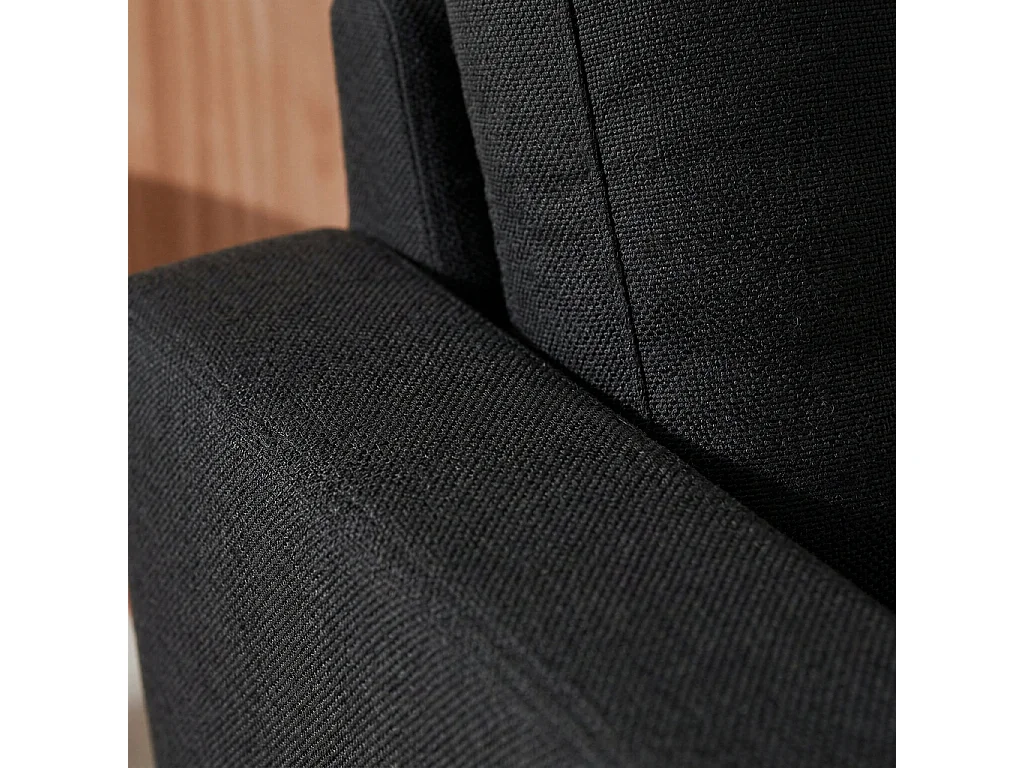 Sofá de tela con patas de madera, 2 plazas gris oscuro
