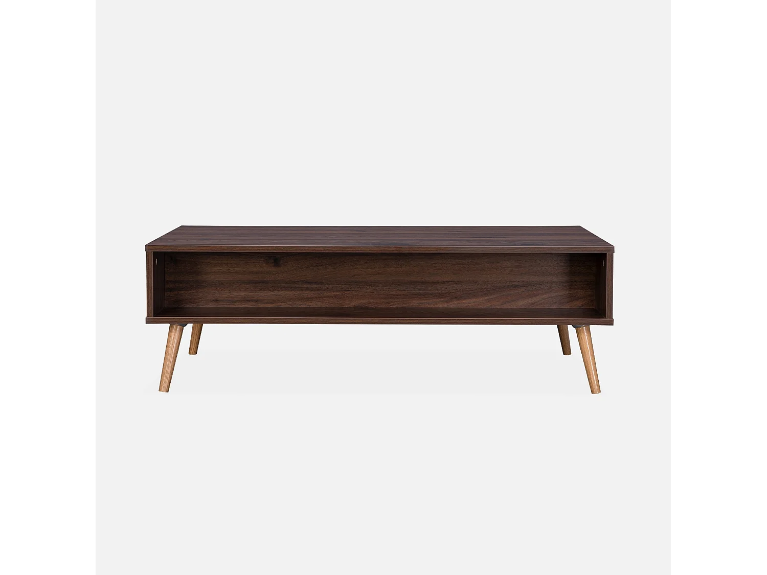 Mesa de centro estilo escandinavo de caña madera oscura