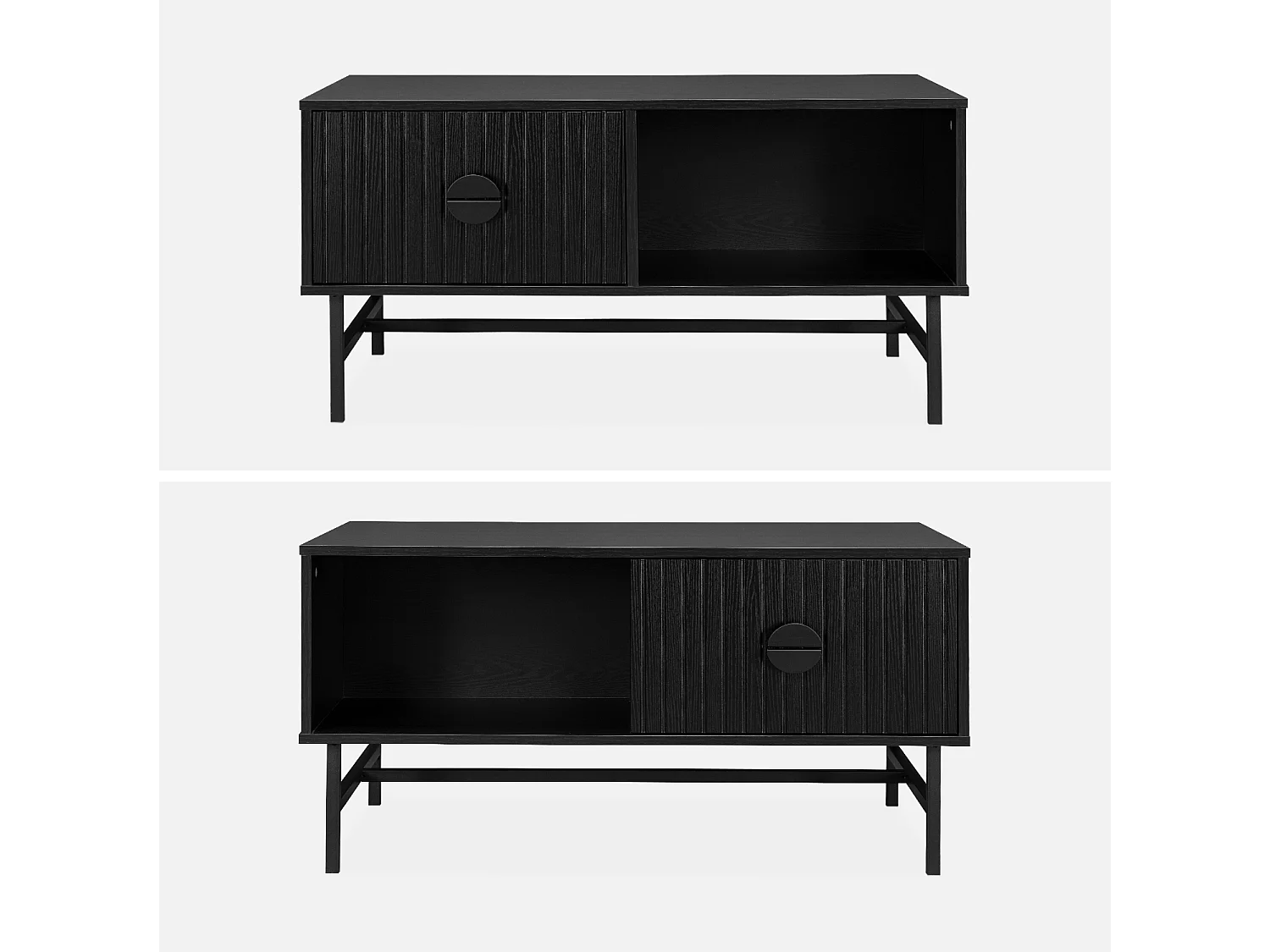 Table basse. Bazalt. un tioir. deux espaces de rangement. L 100 x l 59 x H 50.2cm