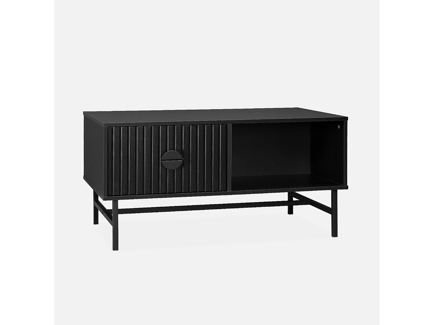 Table basse. Bazalt. un tioir. deux espaces de rangement. L 100 x l 59 x H 50.2cm