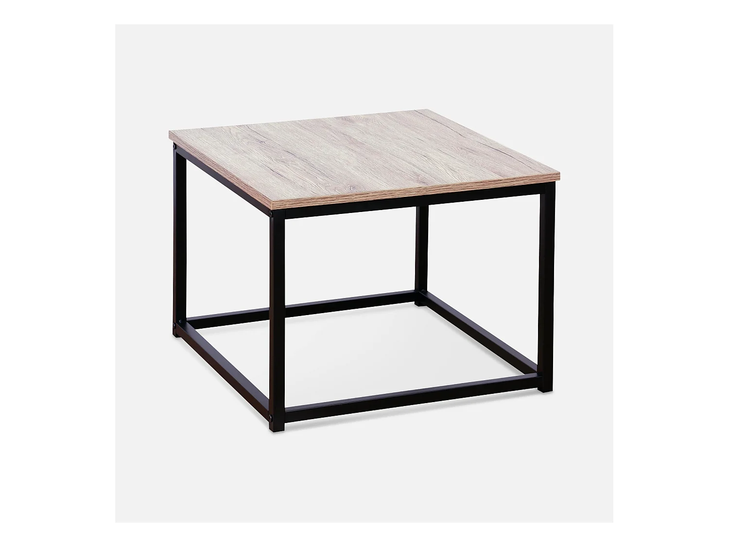 Mesa nido encastrable de metal y efecto madera, set de 3 madera