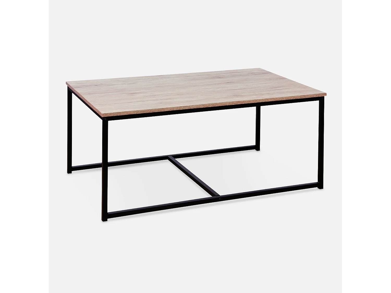 Mesa nido encastrable de metal y efecto madera, set de 3 madera