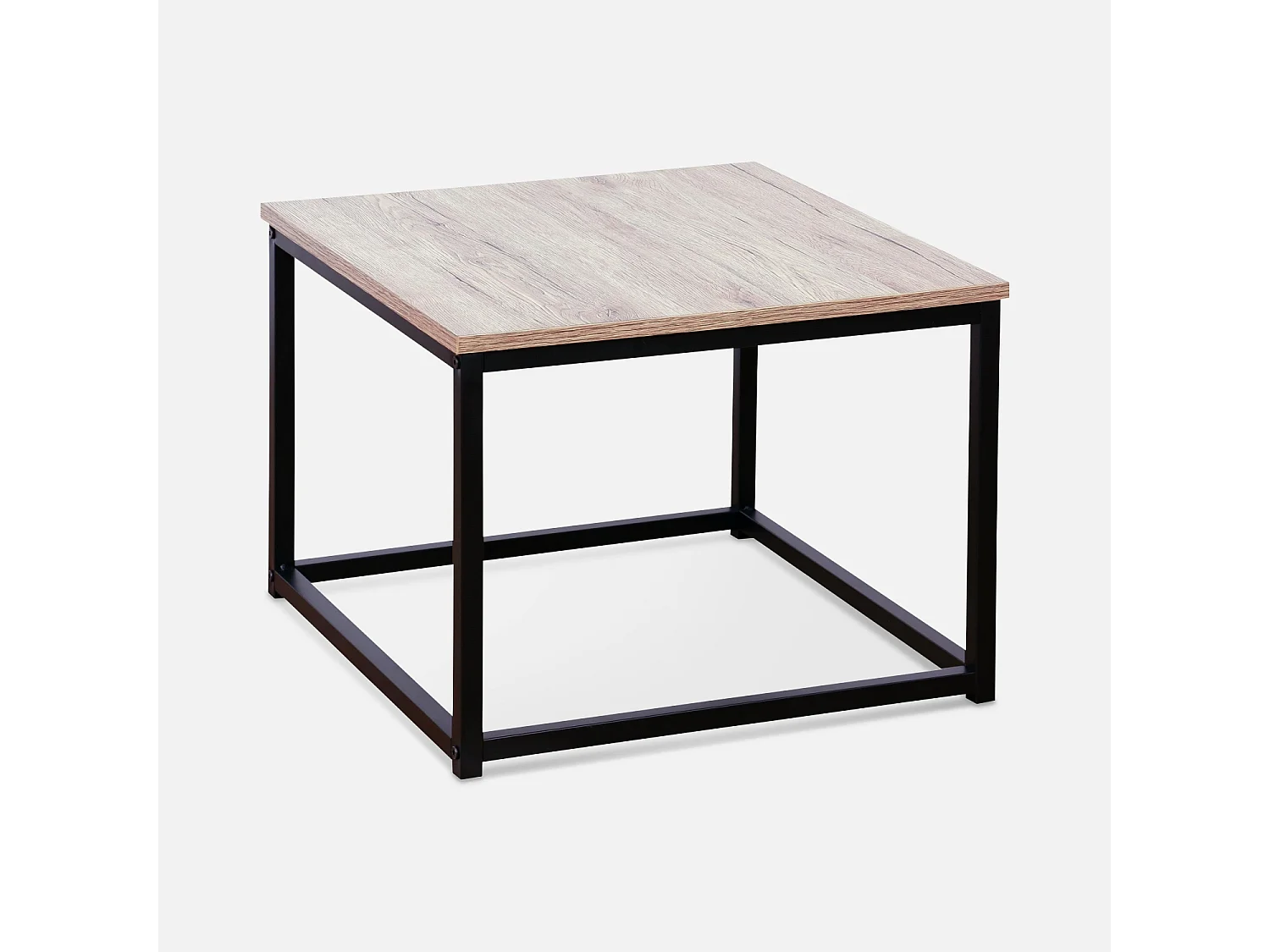 Mesa nido encastrable de metal y efecto madera, set de 3 madera
