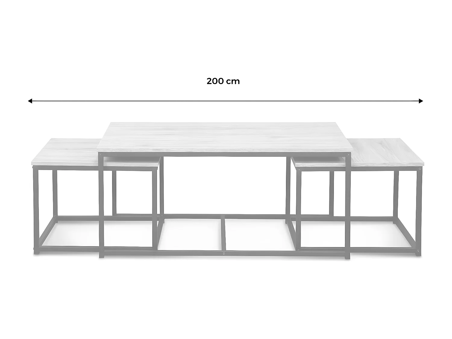 Mesa nido encastrable de metal y efecto madera, set de 3 madera