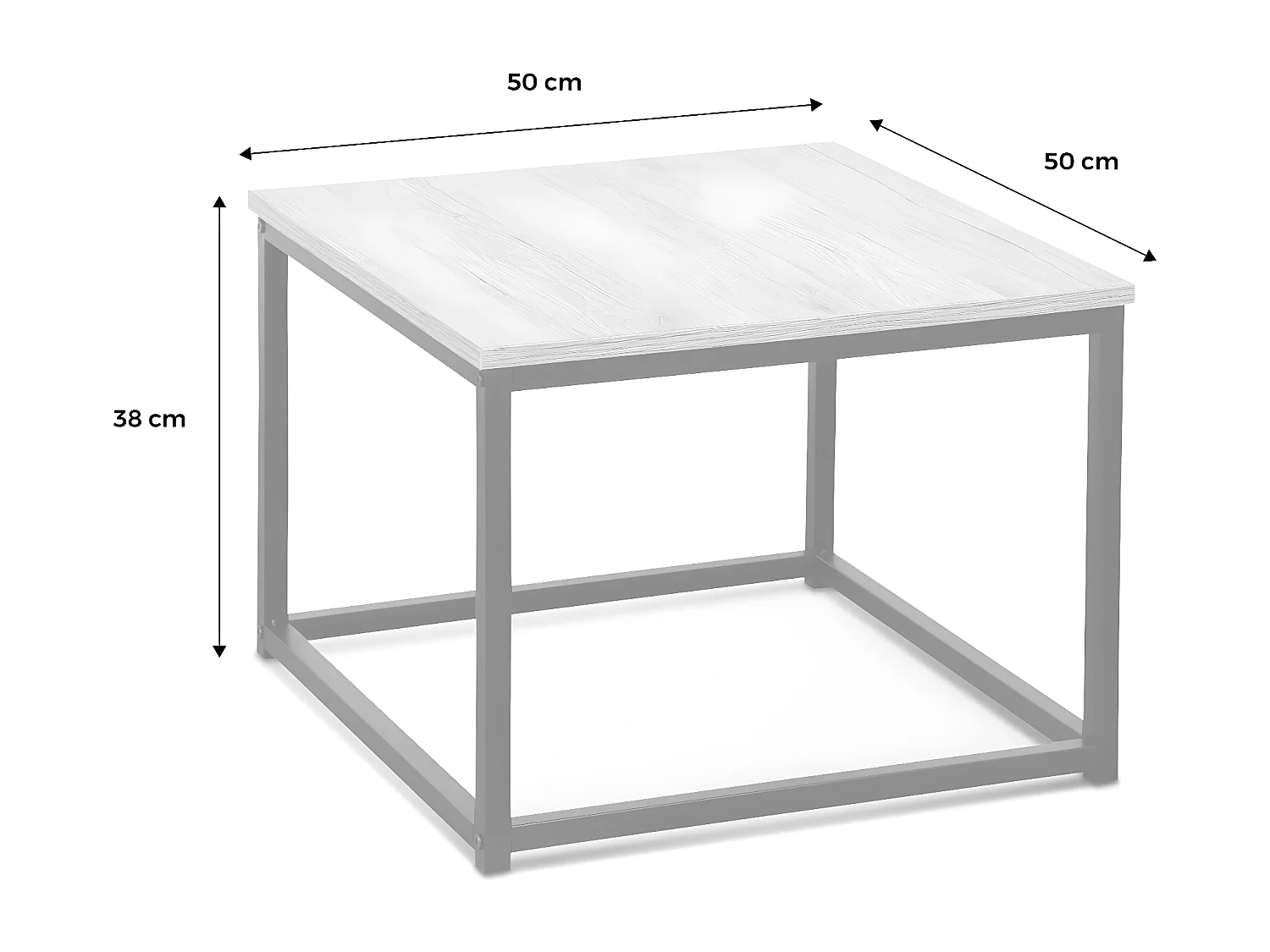 Mesa nido encastrable de metal y efecto madera, set de 3 madera