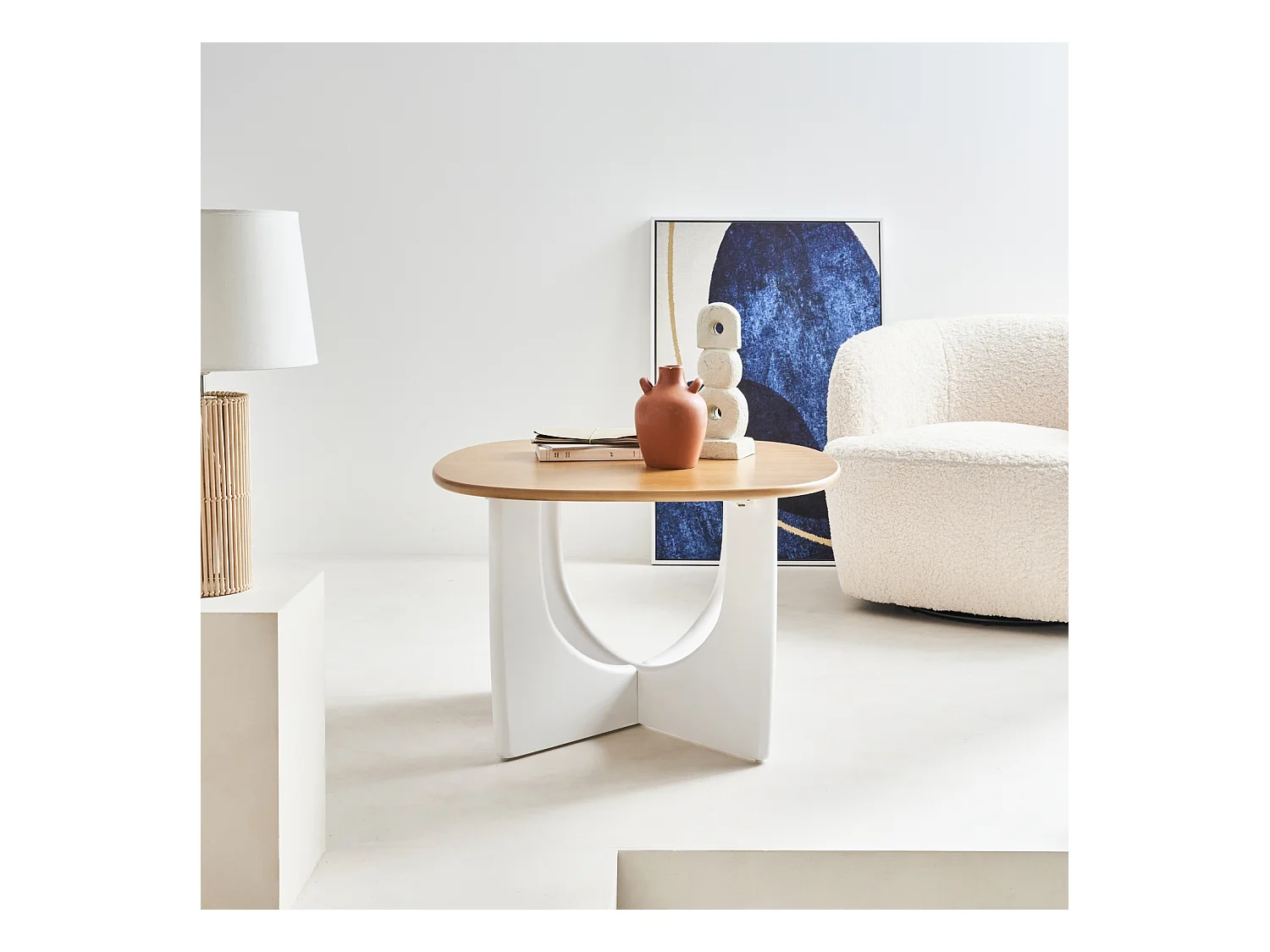 Table basse carrée 70cm MDF et placage chêne