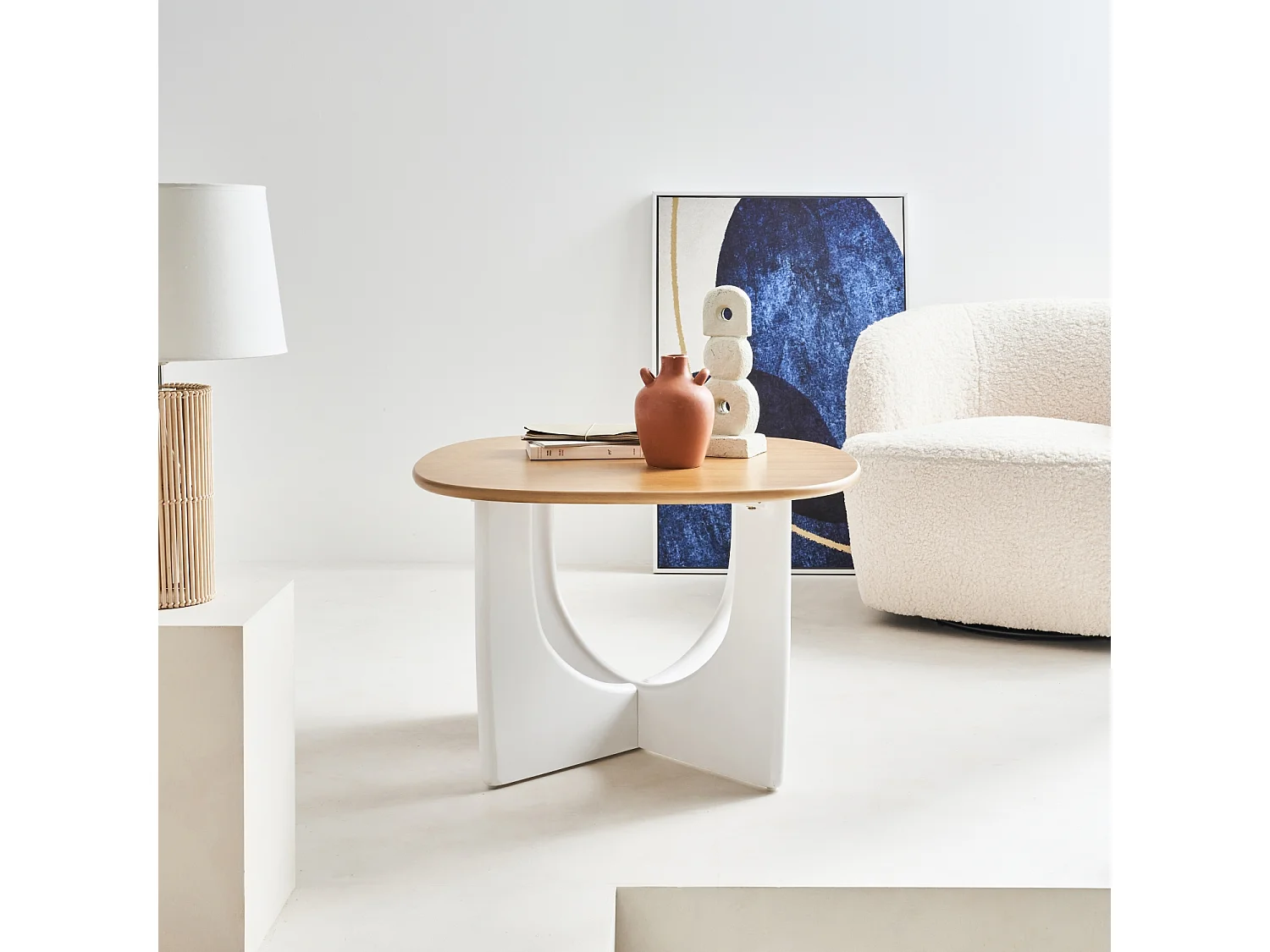 Table basse carrée 70cm MDF et placage chêne