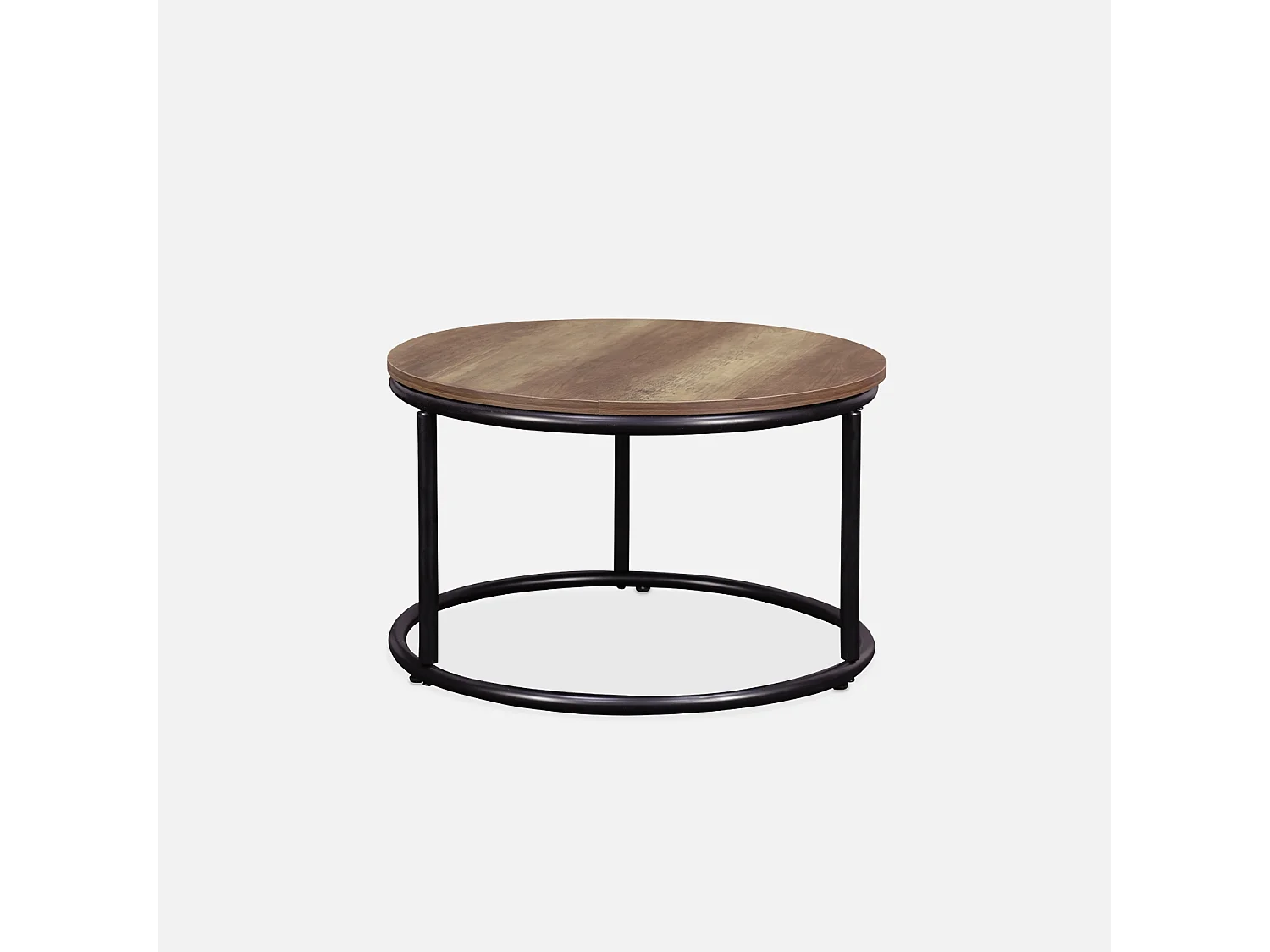 Mesa redonda nido con efecto madera, set de 2 madera