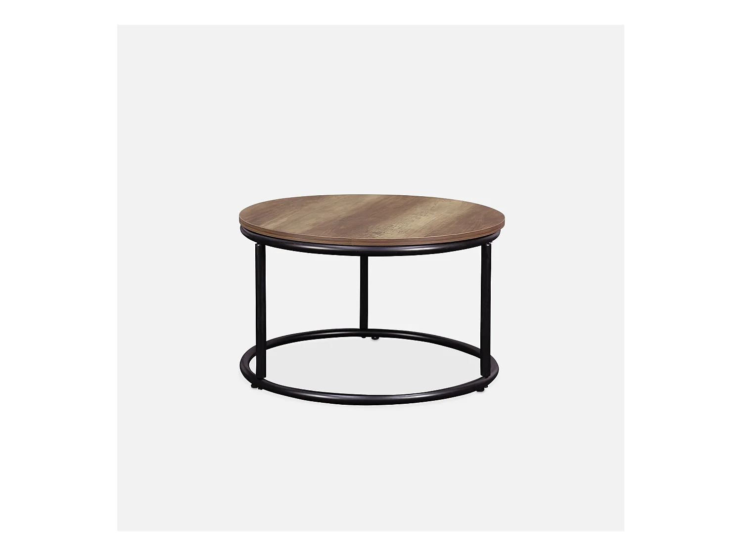 Mesa redonda nido con efecto madera, set de 2 madera