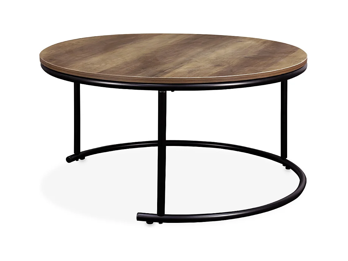 Mesa redonda nido con efecto madera, set de 2 madera