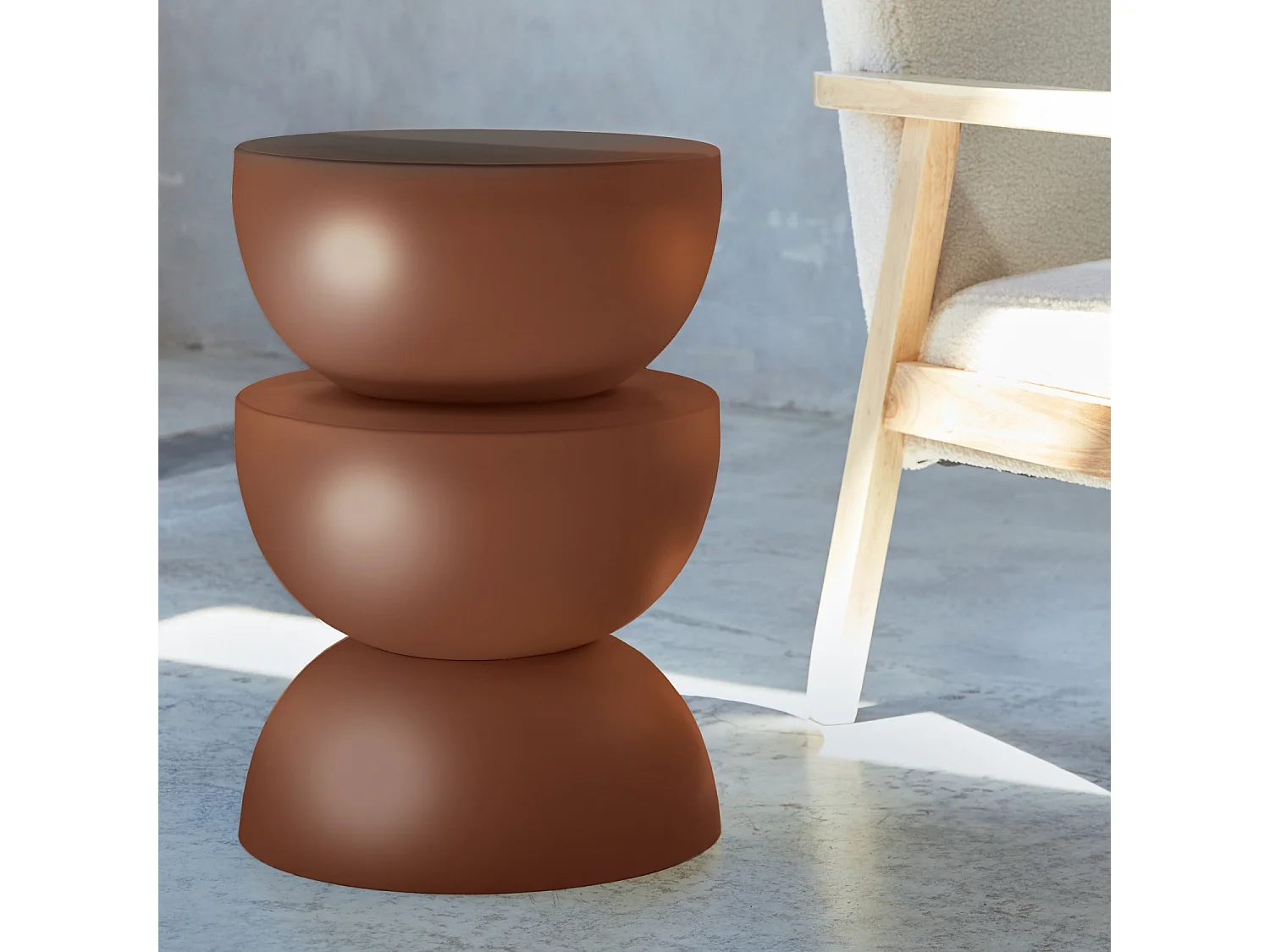 Mesa auxiliar o mesita de metal terracota