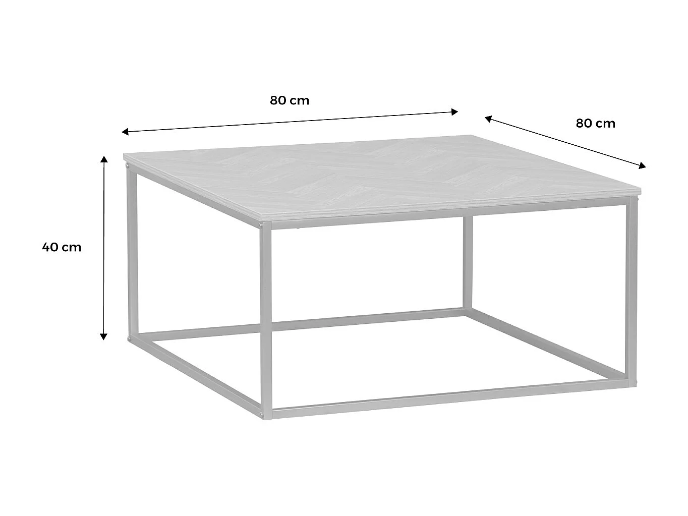 Mesa de centro de efecto madera con dibujo de espiga natural