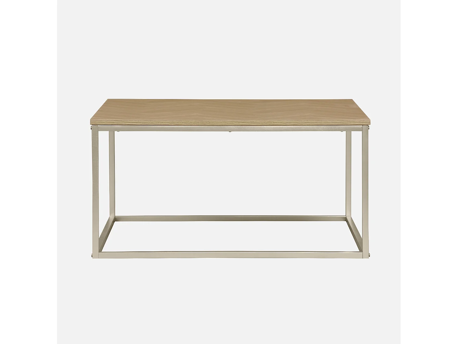 Mesa de centro de efecto madera con dibujo de espiga natural
