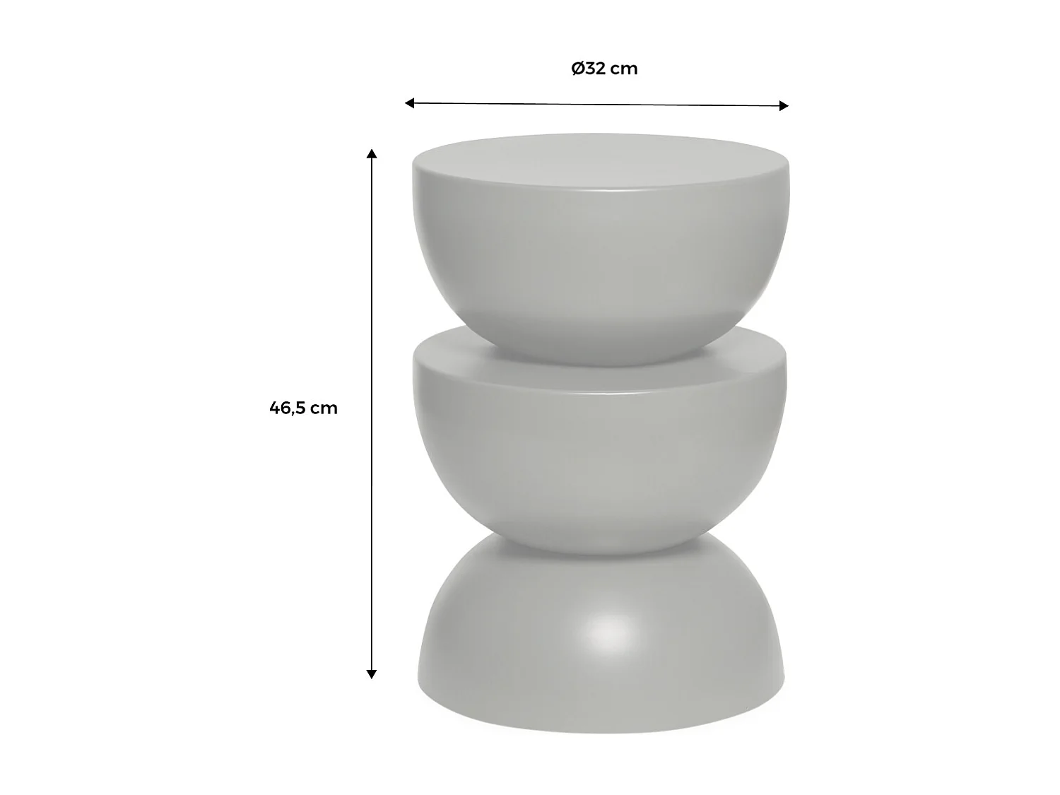 Table d'appoint. bout de canapé. table de chevet en métal. crème. Coumba. Ø32 x H 46.5cm