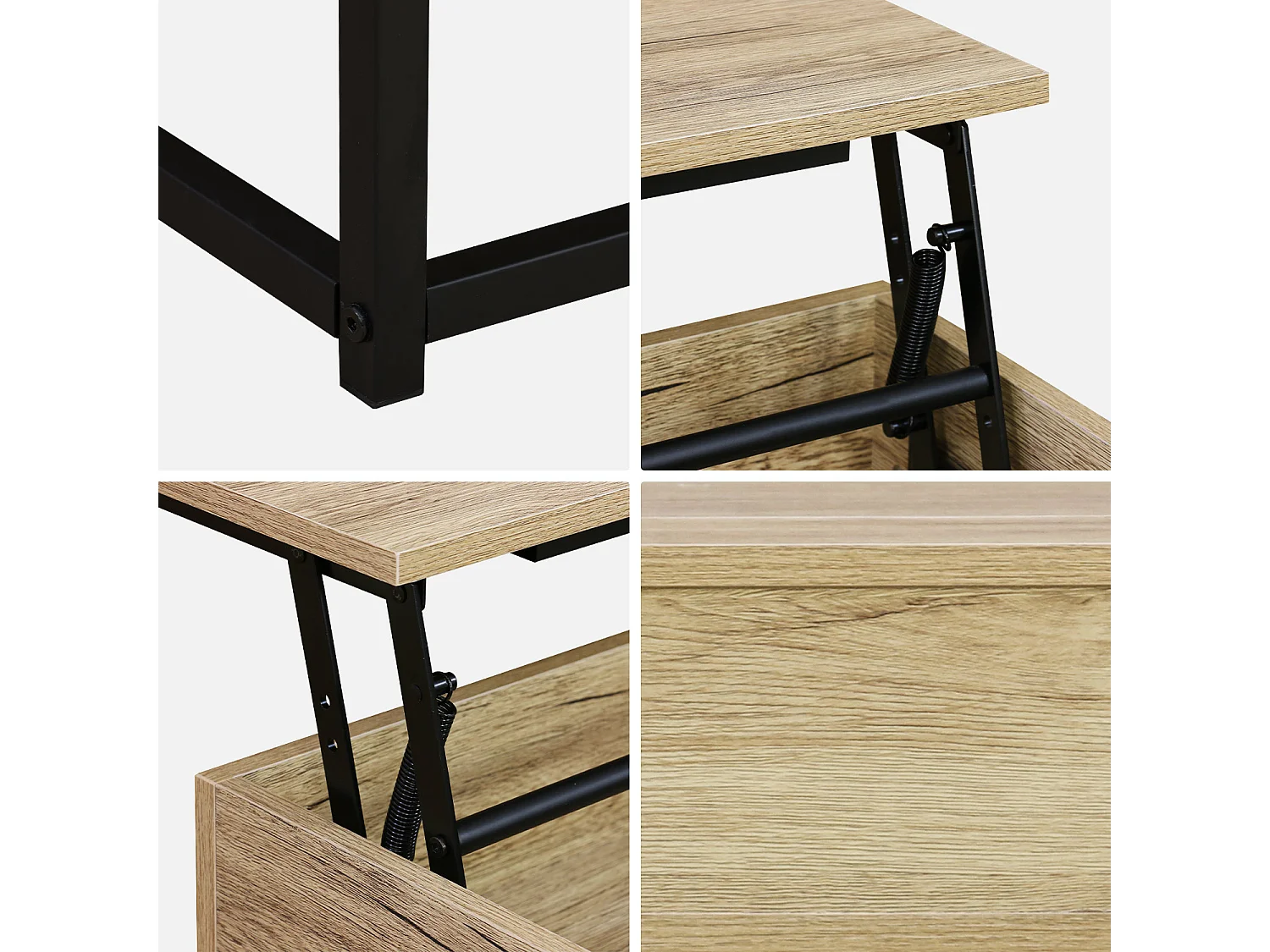 Table basse. loft. 1 plateau relevable. deux espaces de rangement. L 100 cm x l 55 cm x H 40.5 cm