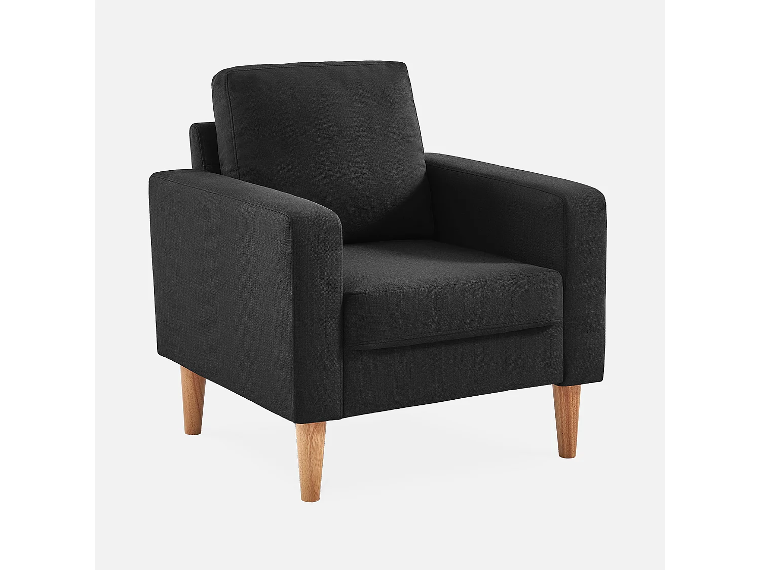 Sillón estilo escandinavo con patas de madera gris jaspeado