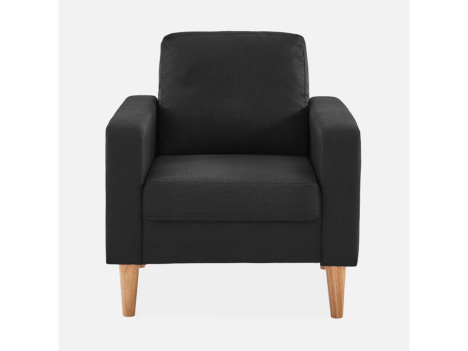 Sillón estilo escandinavo con patas de madera gris jaspeado