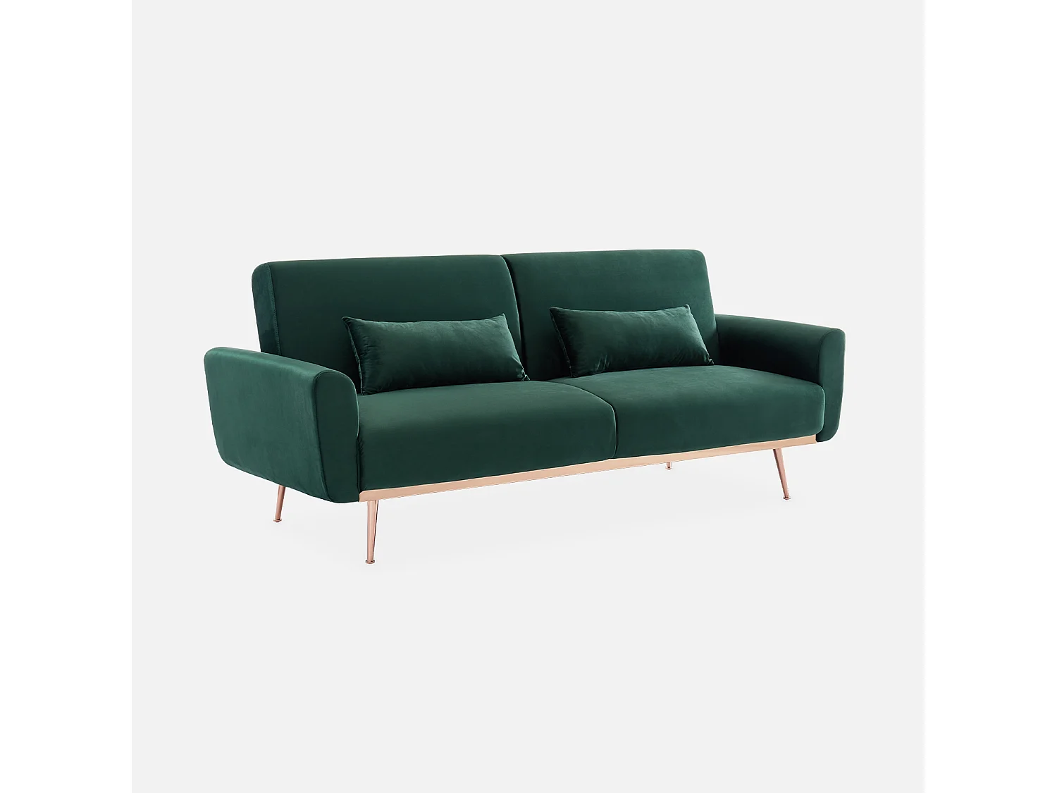 Sofá cama de terciopelo de 2 a 3 plazas verde ingles