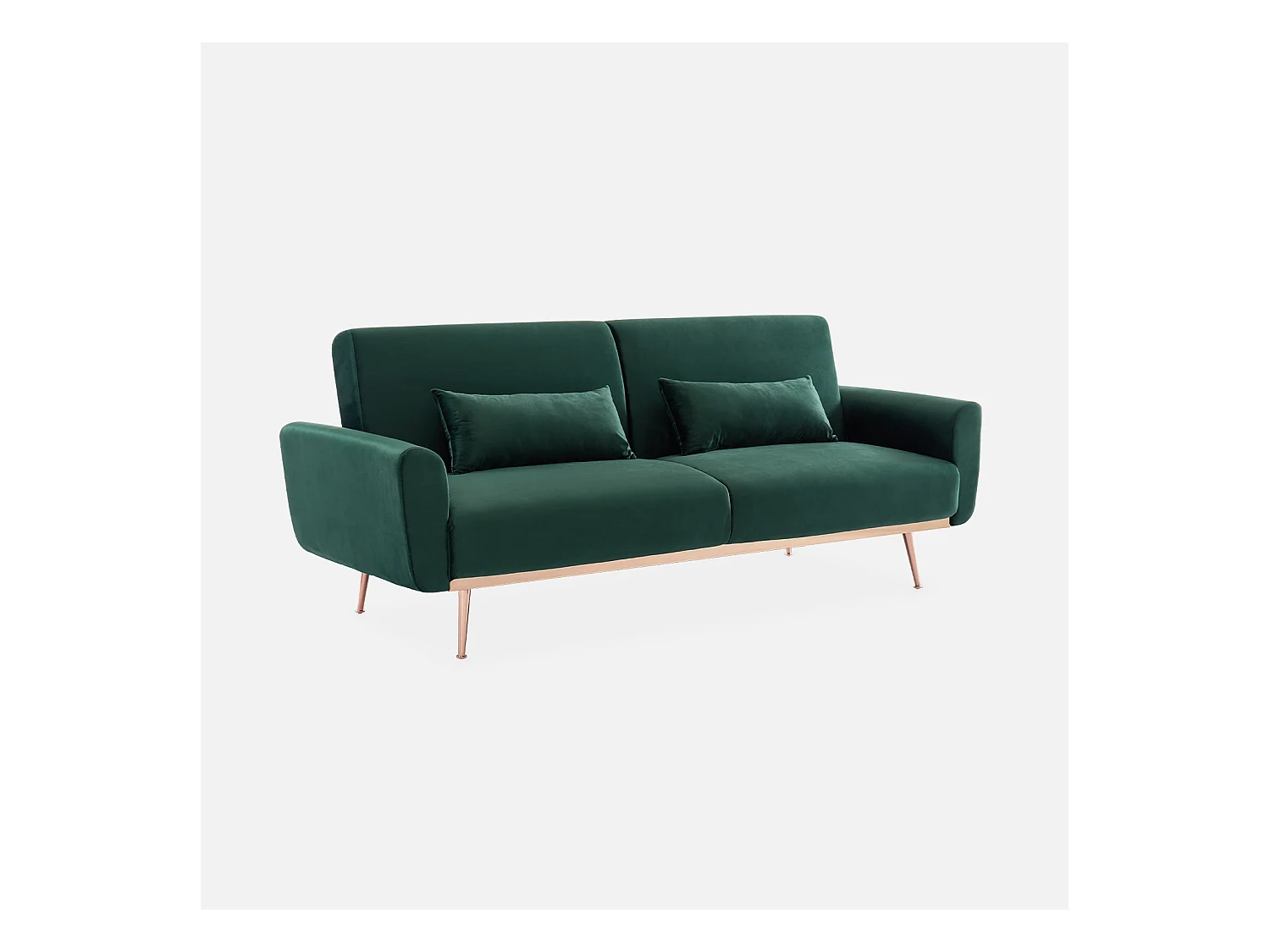 Canapé convertible design en velours - Oskar - 2 - 3 places scandinave droit avec pieds fins or rose