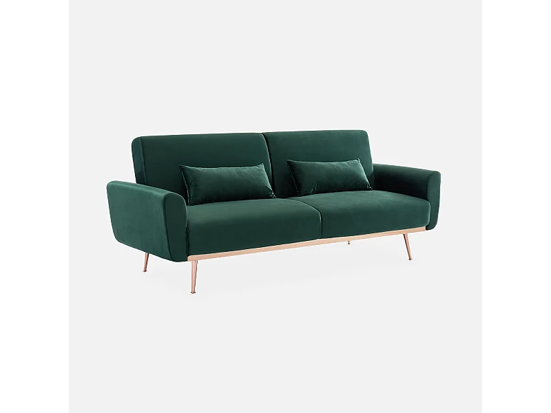 Sofá cama de terciopelo de 2 a 3 plazas verde ingles