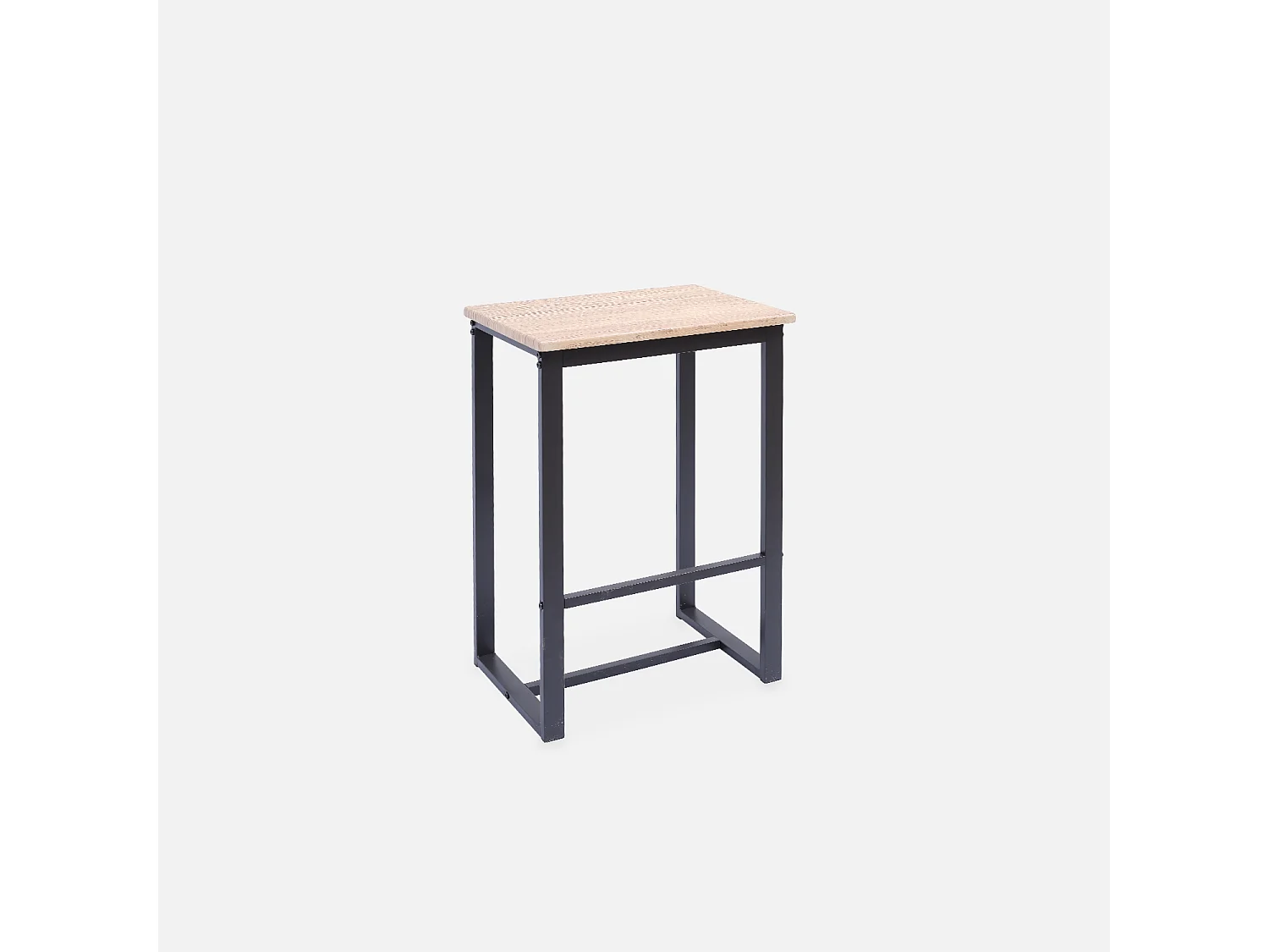 Set table haute carré - Loft - avec 2 tabourets de bar. acier et décor bois. encastrable. design