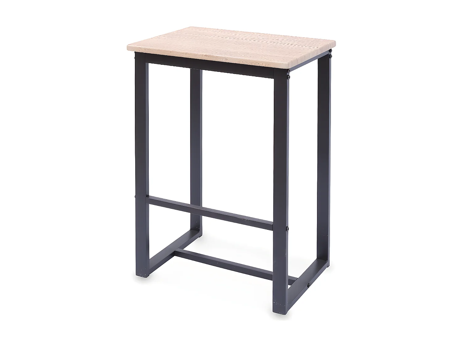 Set table haute carré - Loft - avec 2 tabourets de bar. acier et décor bois. encastrable. design