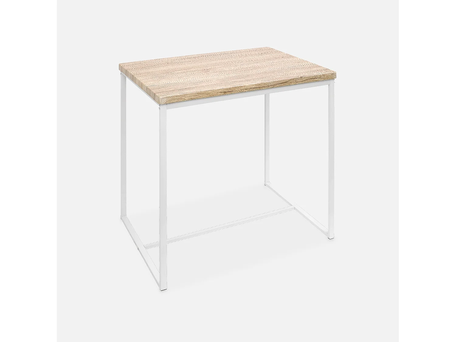 Set table haute rectangulaire LOFT avec 4 tabourets de bar. acier et décor bois. encastrable. design