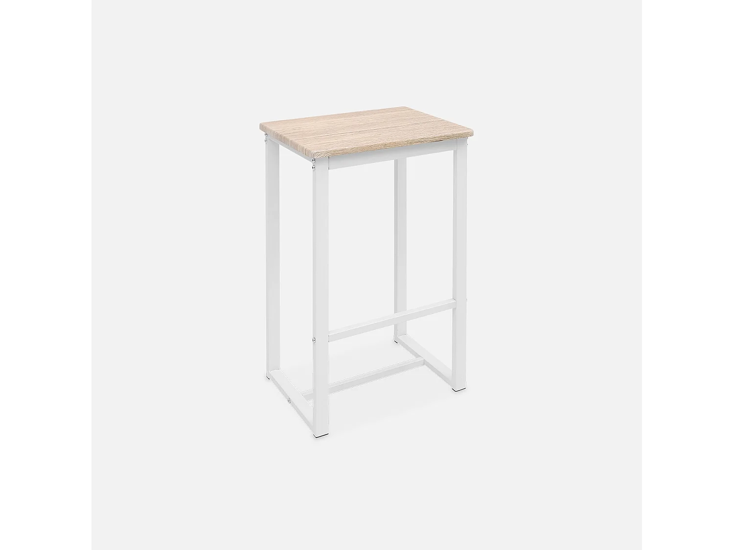 Set table haute rectangulaire LOFT avec 4 tabourets de bar. acier et décor bois. encastrable. design