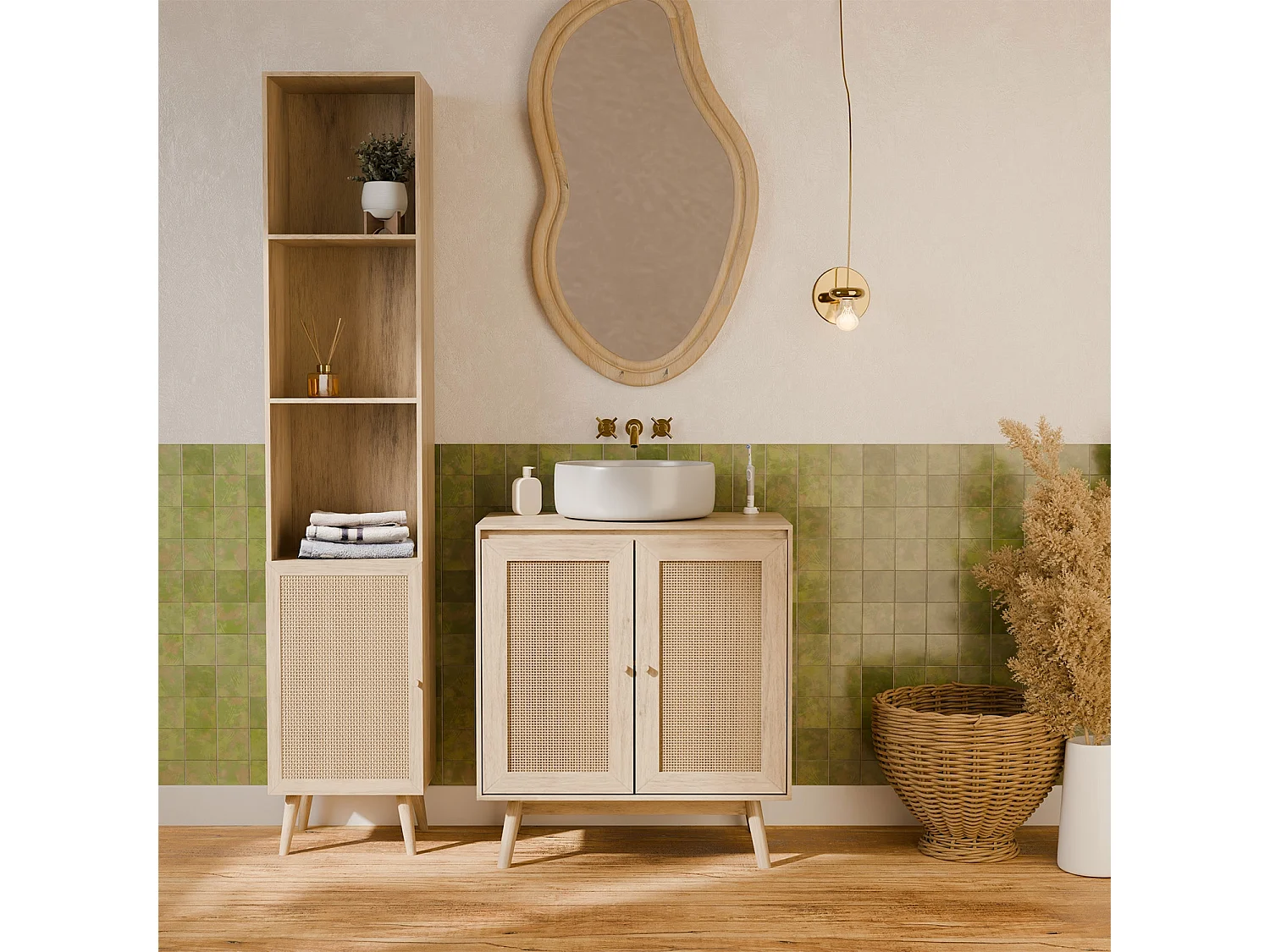 Colonne de rangement pour salle de bain. Bohème. L 35 x P 25 x H 167cm