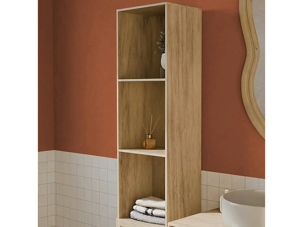 Armadio portaoggetti per il bagno, marrone naturale