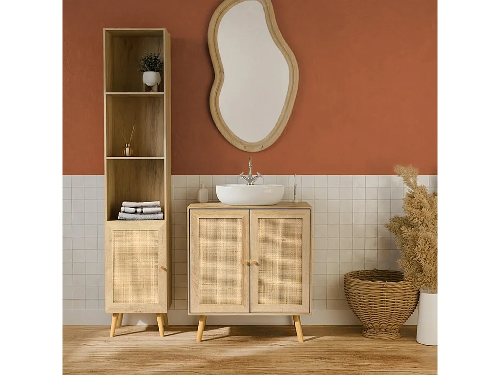Columna de almacenamiento para cuarto de baño natural