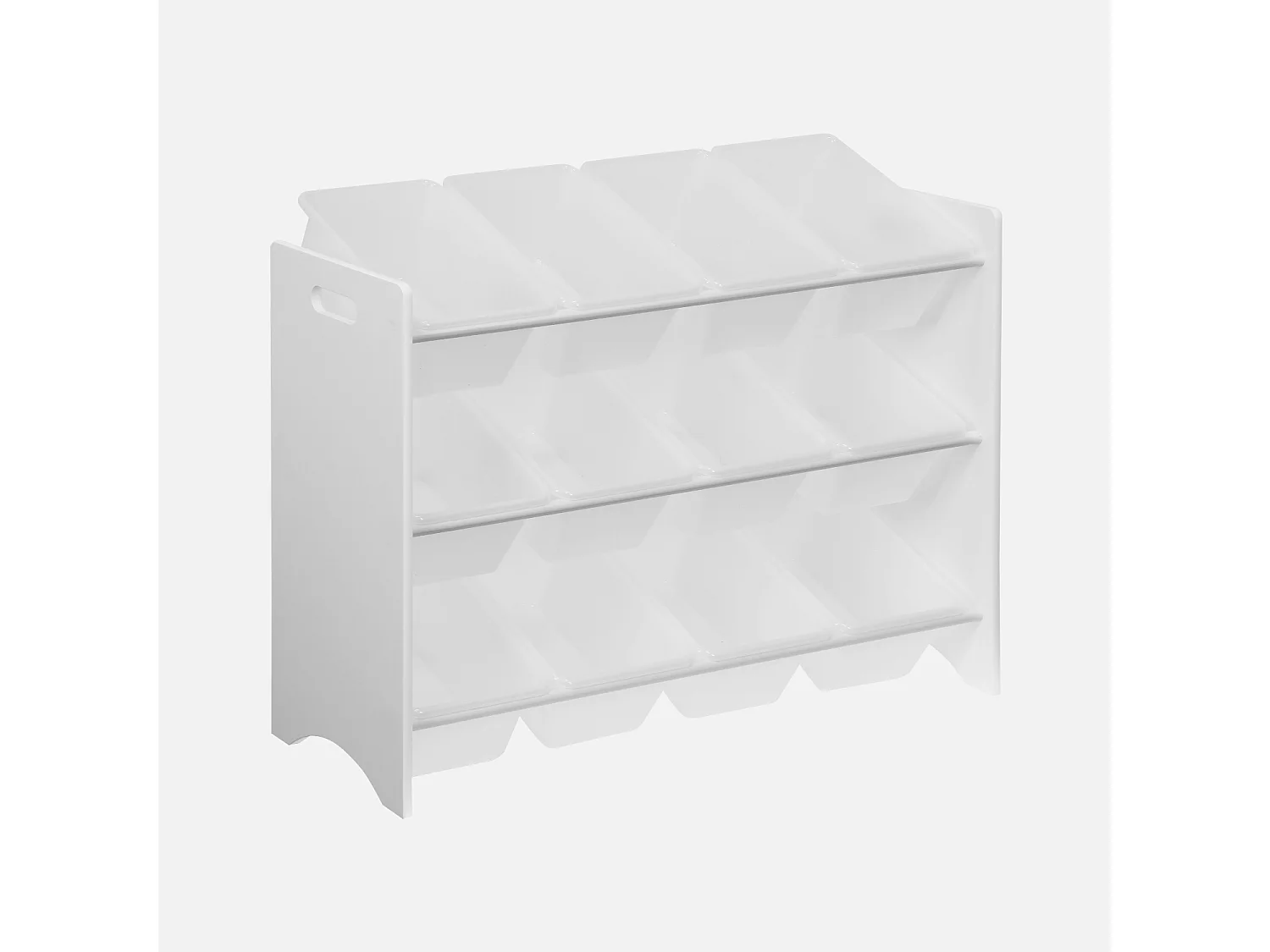 Meuble de rangement pour enfant avec 12 casiers. blanc - Tobias - MDF décor bois naturel. L 84 x P 29.5 x H 60cm